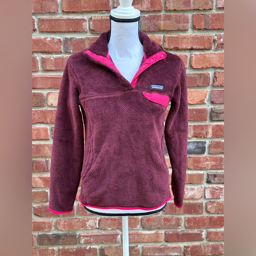 Patagonia Re-Tool Maroon Polartec Snap T Shaggy Fleece Pullover Jacket
